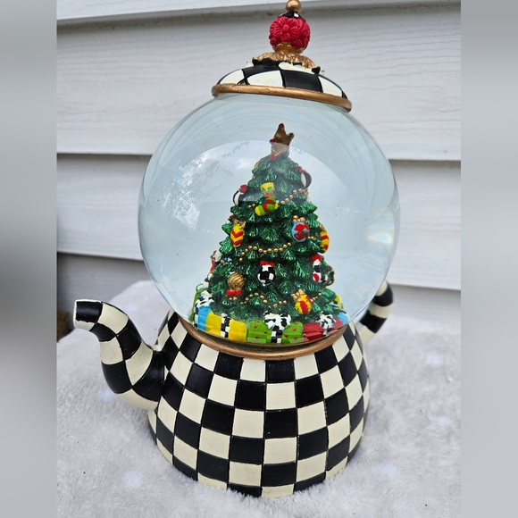 Mackenzie Childs Courtly Teapot Snow Globe Christmas Tree - Picture 5 of 9